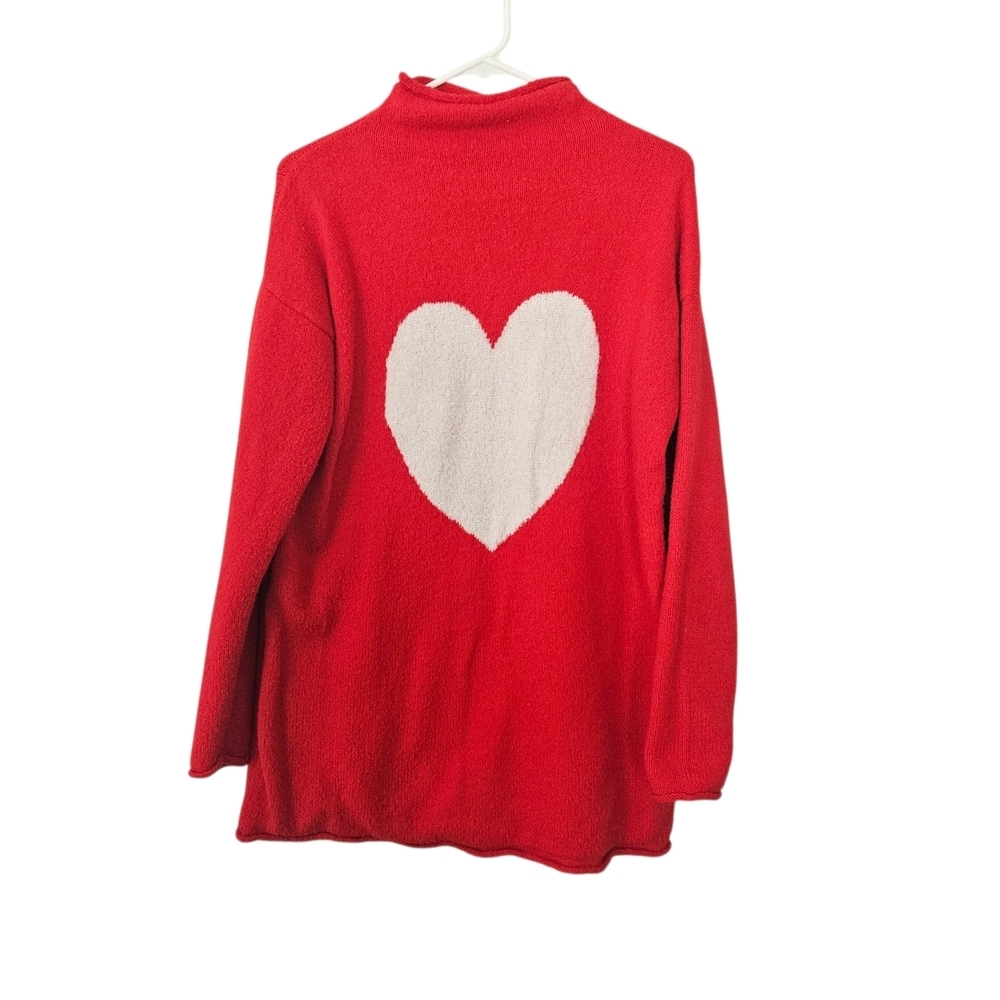 Cupcakes And Cashmere Red High Neck Heart Sweater Size M